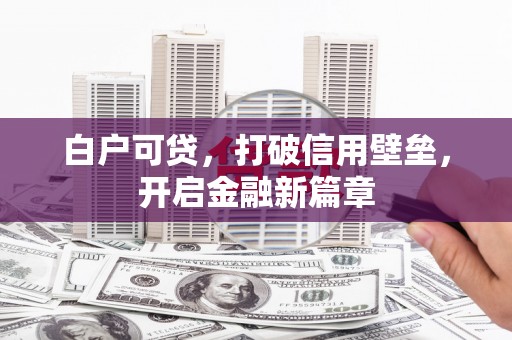 马边白户可贷，打破信用壁垒，开启金融新篇章