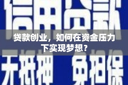 平舆贷款创业，如何在资金压力下实现梦想？