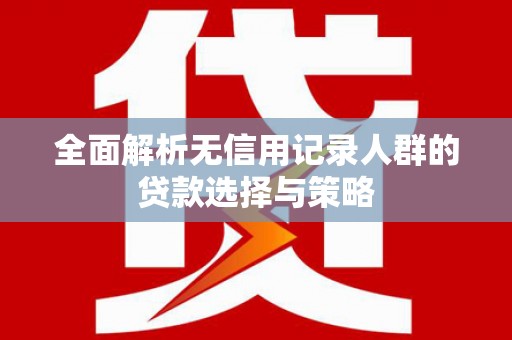 忠县全面解析无信用记录人群的贷款选择与策略
